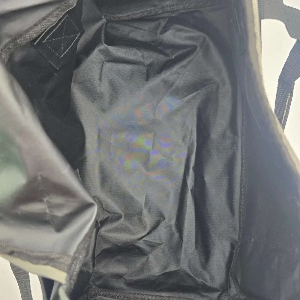 Powerade Black Canvas Athletic Duffel Gym Bag Reflective Trim Shoulder Strap - Picture 7 of 10